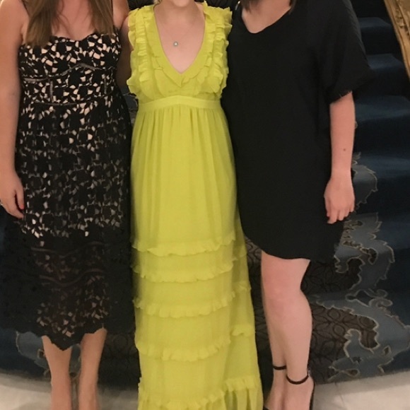 Badgley Mischka Ruffled Tiered Georgette Gown - Picture 14 of 16